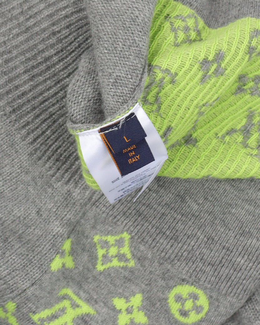 Louis Vuitton Black & Blue Monogram Cashmere Sweater XS Louis