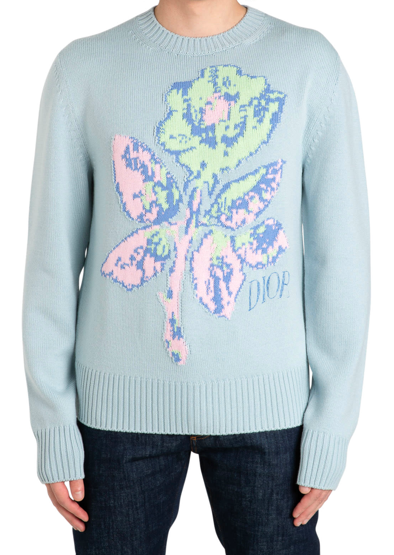 Alex Foxton Rose Embroidery Flower Intarsia Sweater