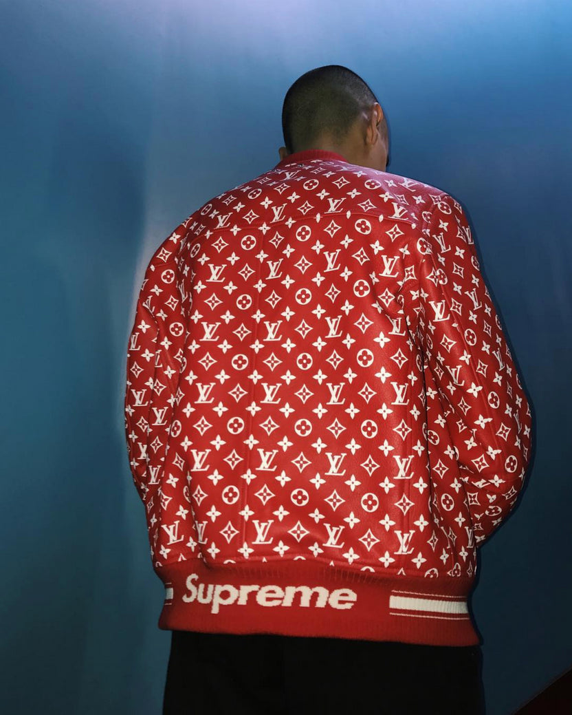 Louis Vuitton X Supreme Leather Baseball Jacket Size 52 Available