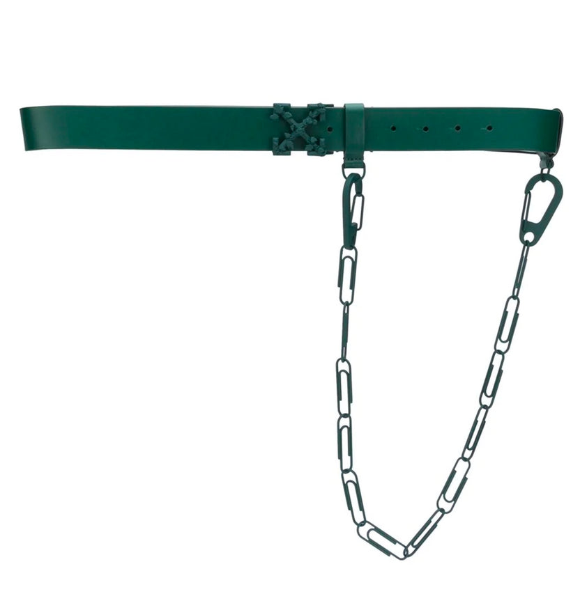 Paperclip Leather Chain Belt