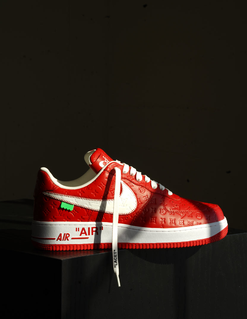 🔴 Full Red LV Custom AF1s 🔴  White nike shoes, Nike air shoes, Hype shoes