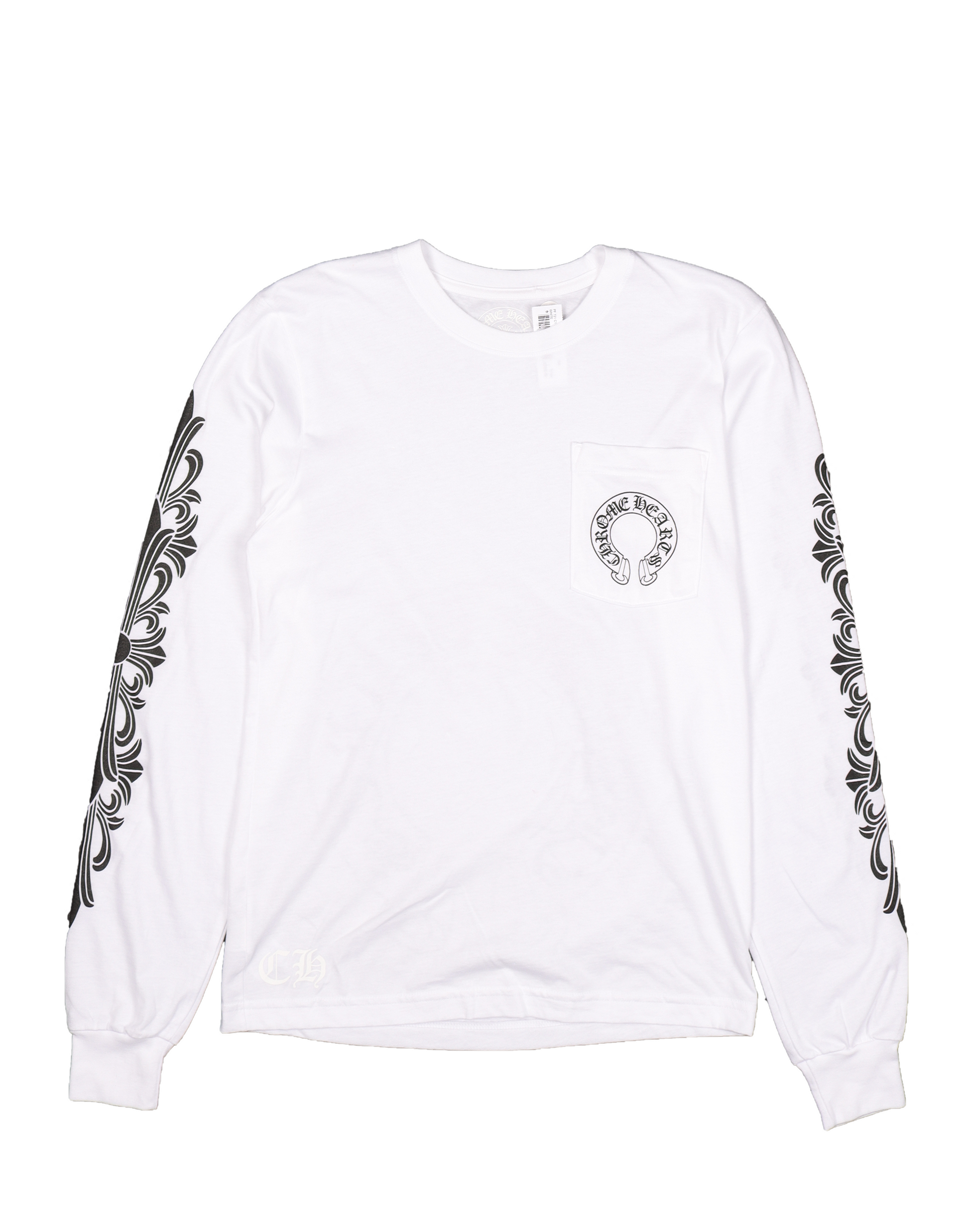 希少♪【CHROME HEARTS】HORSESHOE FLORAL THERMAL L/S TEE Chrome Hearts Horseshoe Floral Sleeve Waffle Thermal Shirt