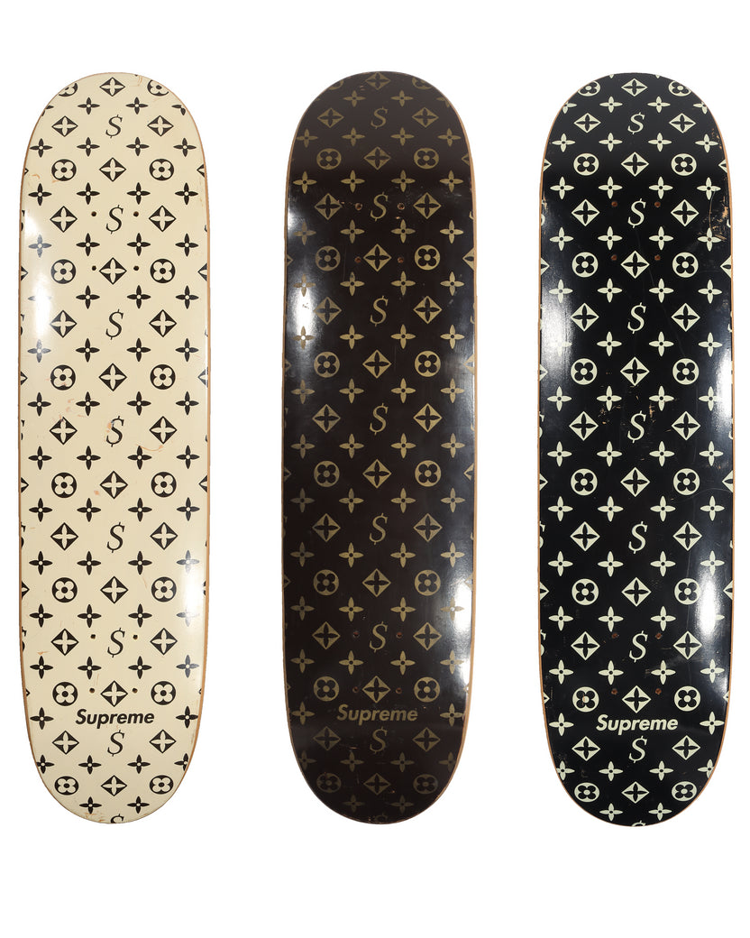 Supreme's unauthorized Louis Vuitton skate decks from 2000.  Skateboard  art design, Painted skateboard, Best skateboard decks