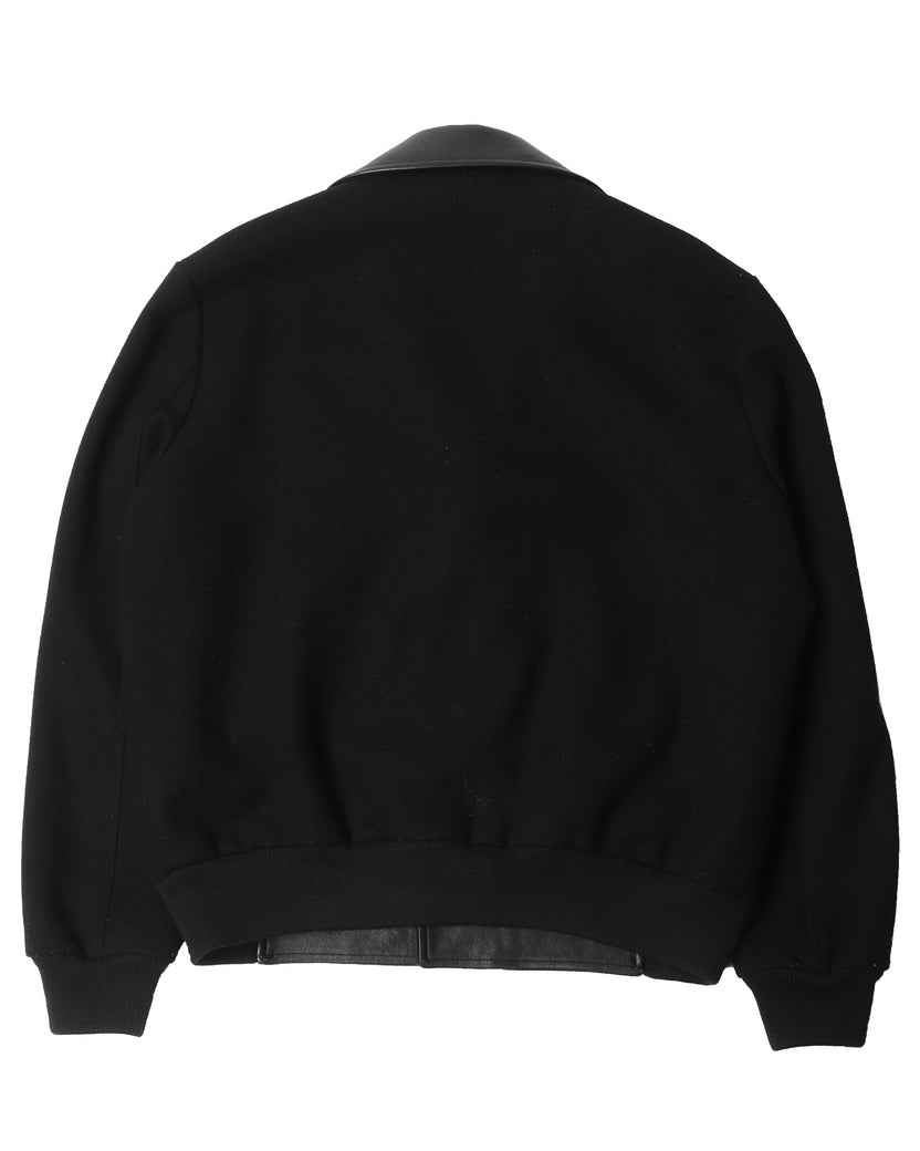 Zip Up Wool / Leather Jacket