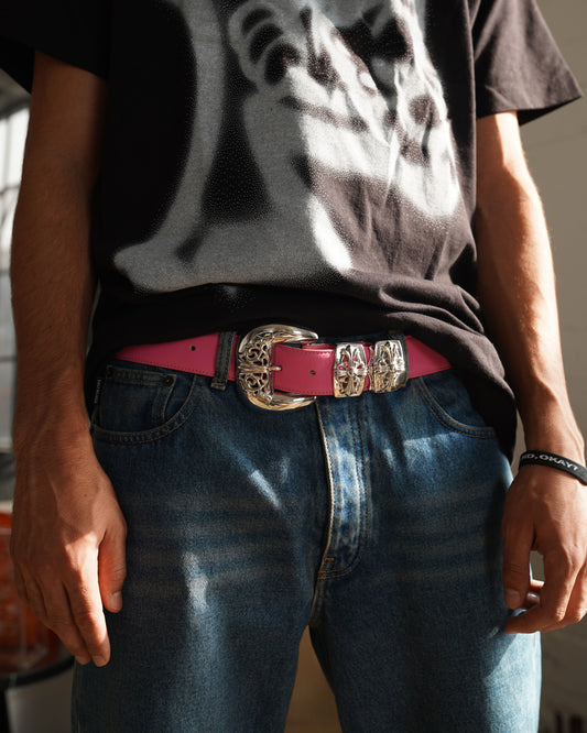 Pink Leather Belt