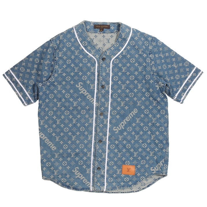 Louis Vuitton Black Monogram Denim Baseball Shirt – Savonches