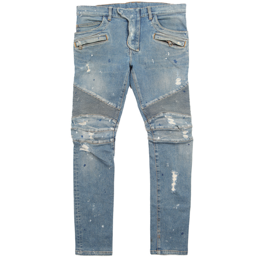 Distressed Moto Denim