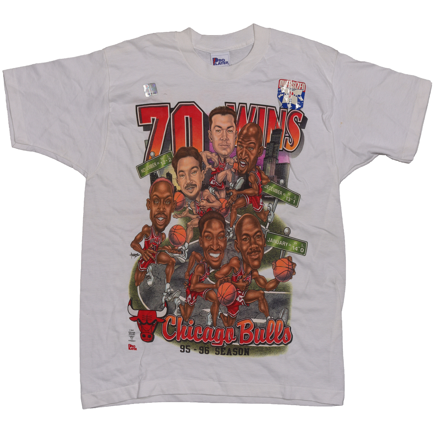 1995-96 Chicago Bulls '70 WINS' Logo T-Shirt