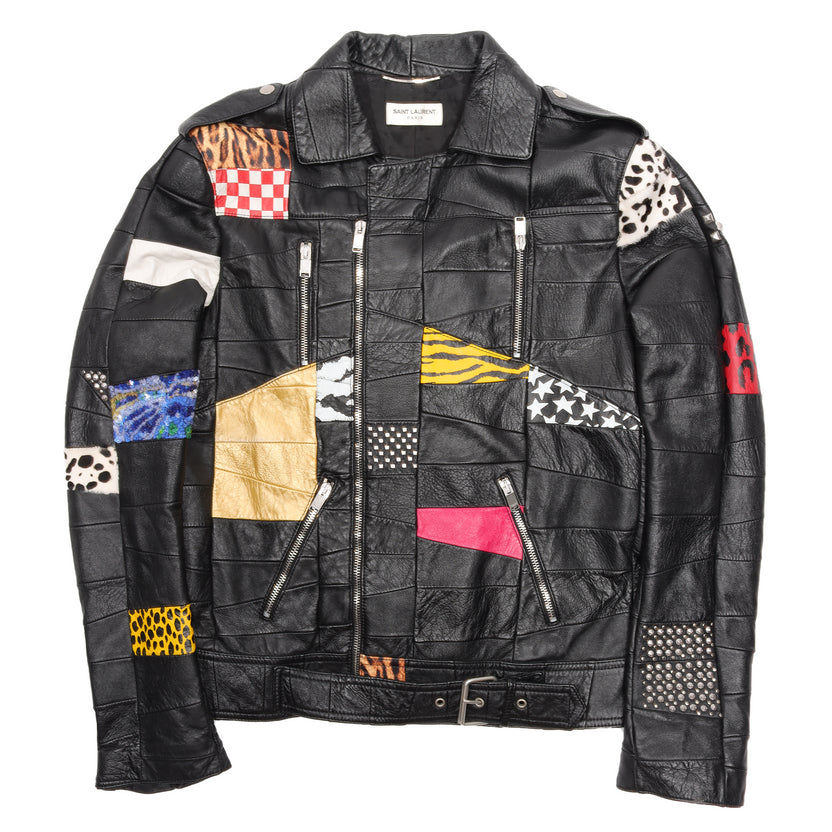SS16 Patchwork Python Sequin Leather Jacket