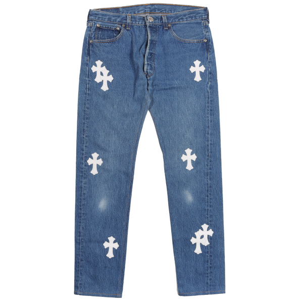 Chrome Hearts x Levi's White Leopard Cross Patch Jeans – SHENGLI