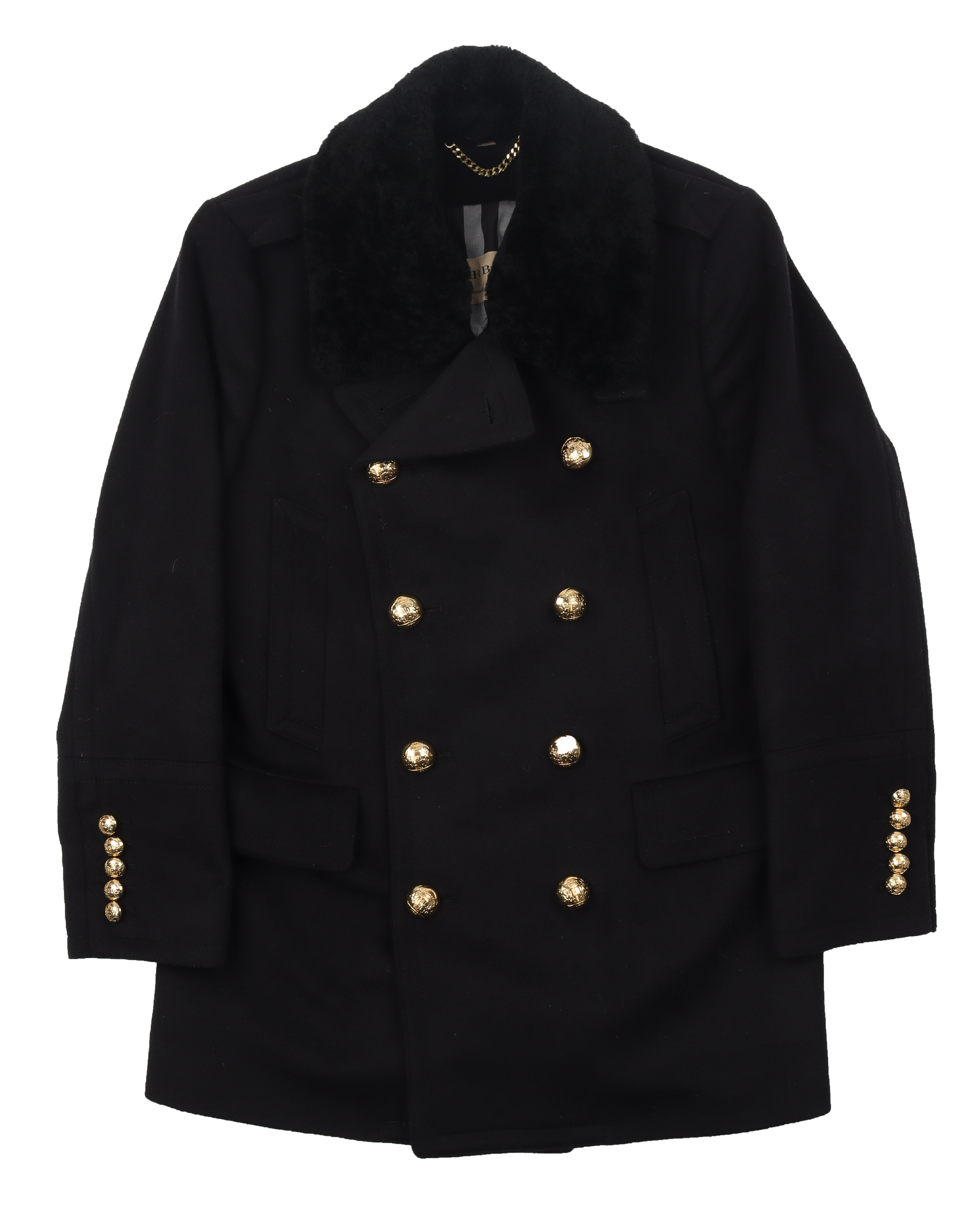 Military Cashmere Shearling Collar Coat