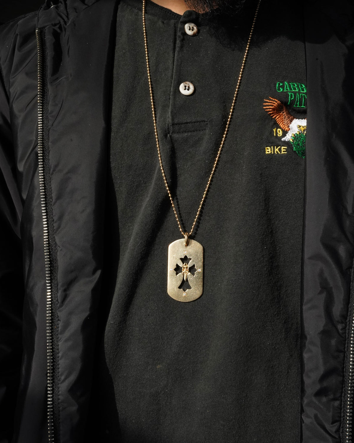 Gold & Diamond Dog Tag with Chain Link