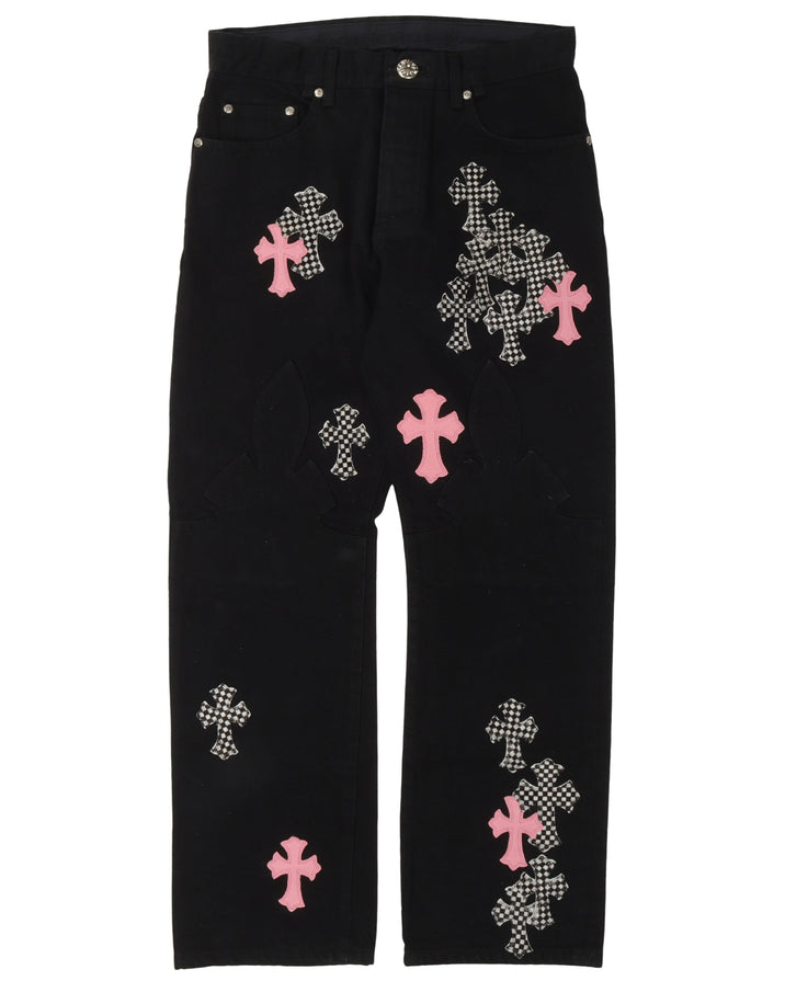 Black Zebra Cross Patch Jeans