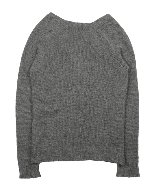 Grey Knit Cashmere Cardigan Sweater