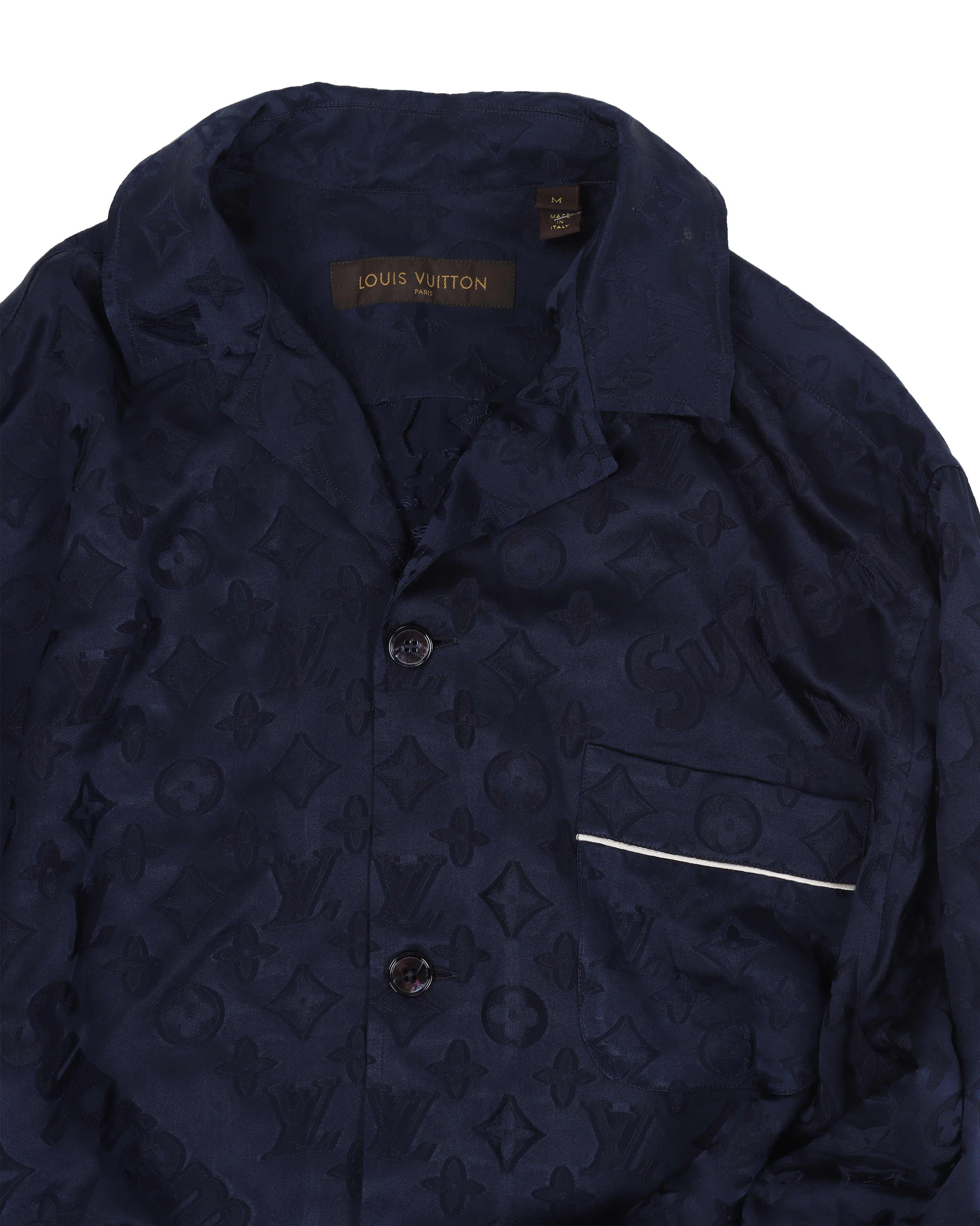 Pre-owned X Louis Vuitton Jacquard Silk Pajama Shirt Blue