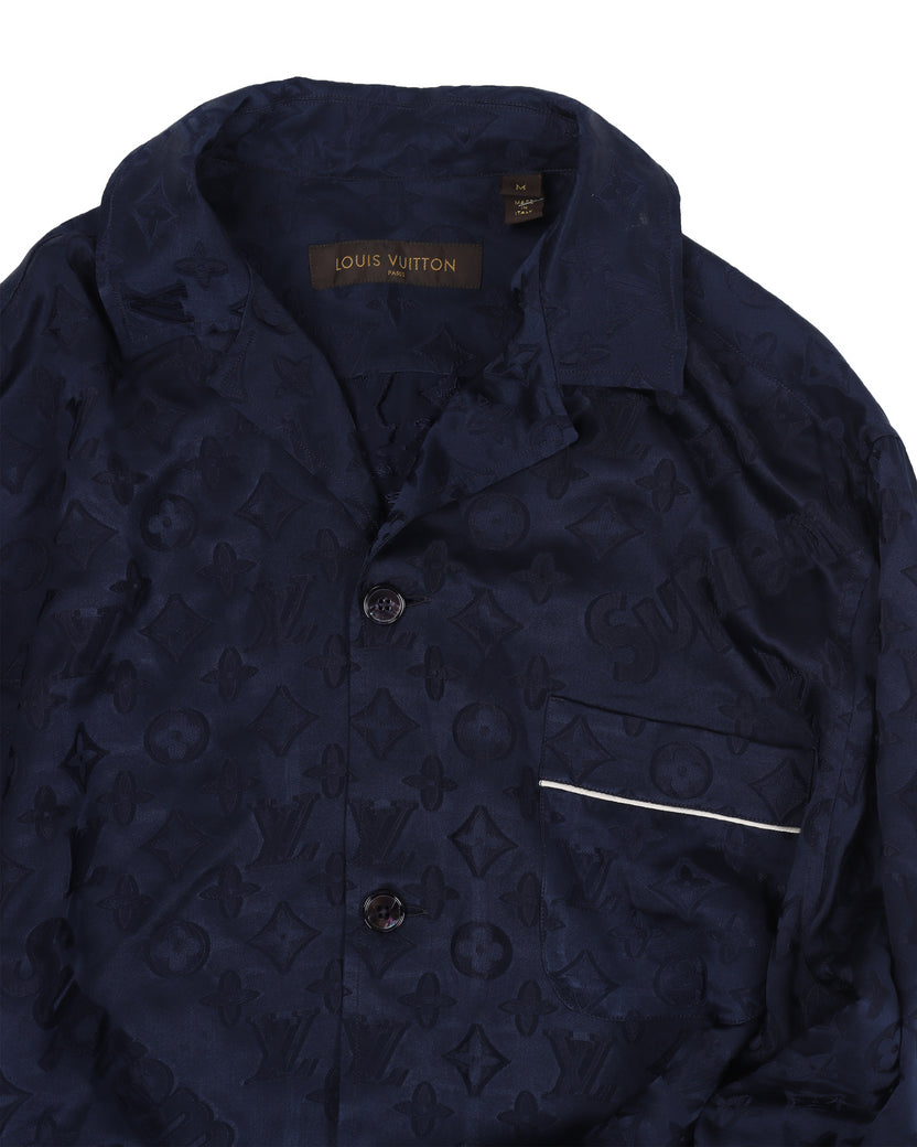 Pre-owned Supreme X Louis Vuitton Jacquard Silk Pajama Pant Blue