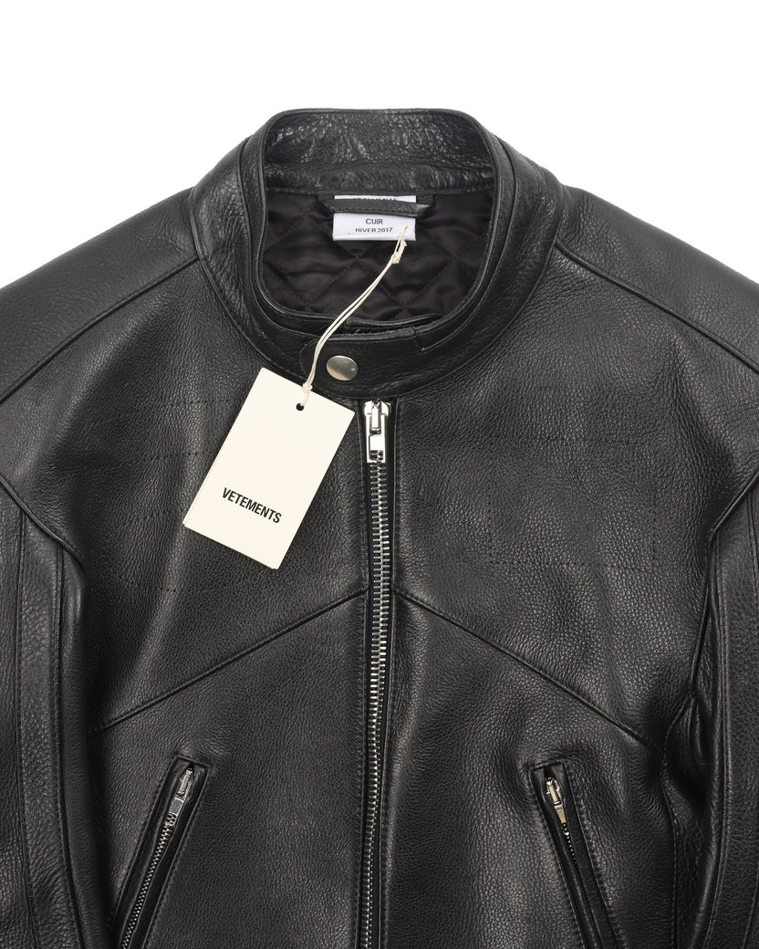 Cropped Leather Moto Jacket w/ Tags